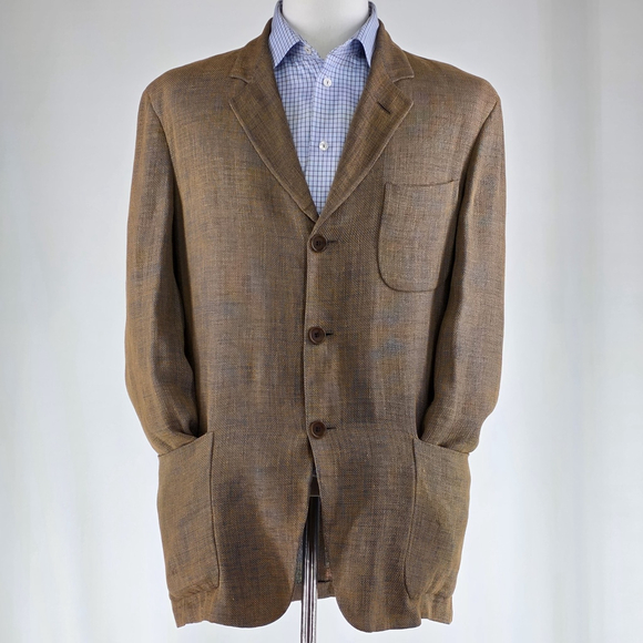 Quiet Luxury Ermenegildo Zegna Soft Blazer Men 42R Brown Wool Linen Italy - Picture 1 of 16